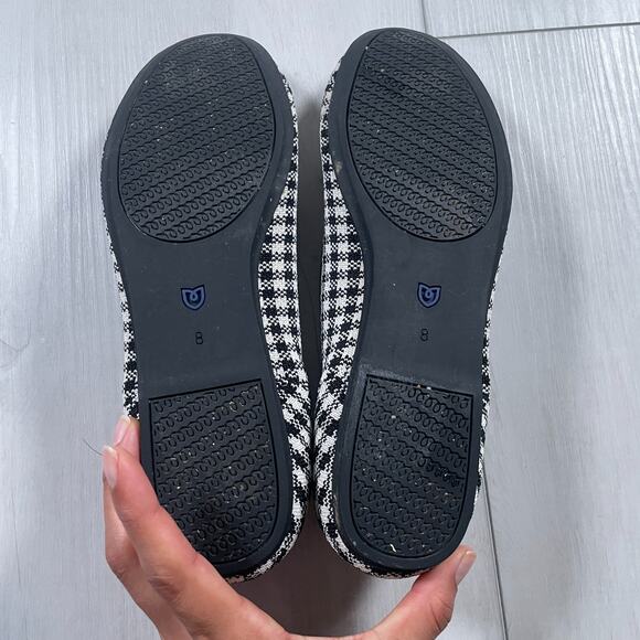 Rothy's Women's 8 The Flat Picnic Checkered Black White Round Toe Ballet - Picture 6 of 7